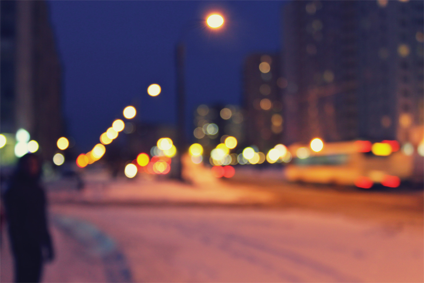blurred city lights at night