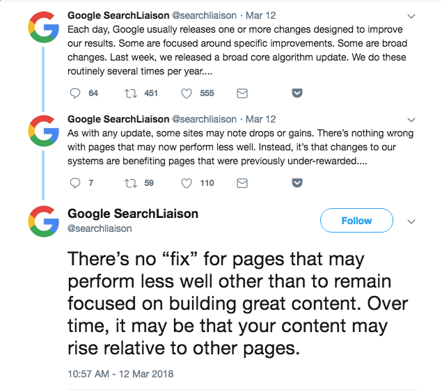 Google offering additional commentary on the medic update via Twitter