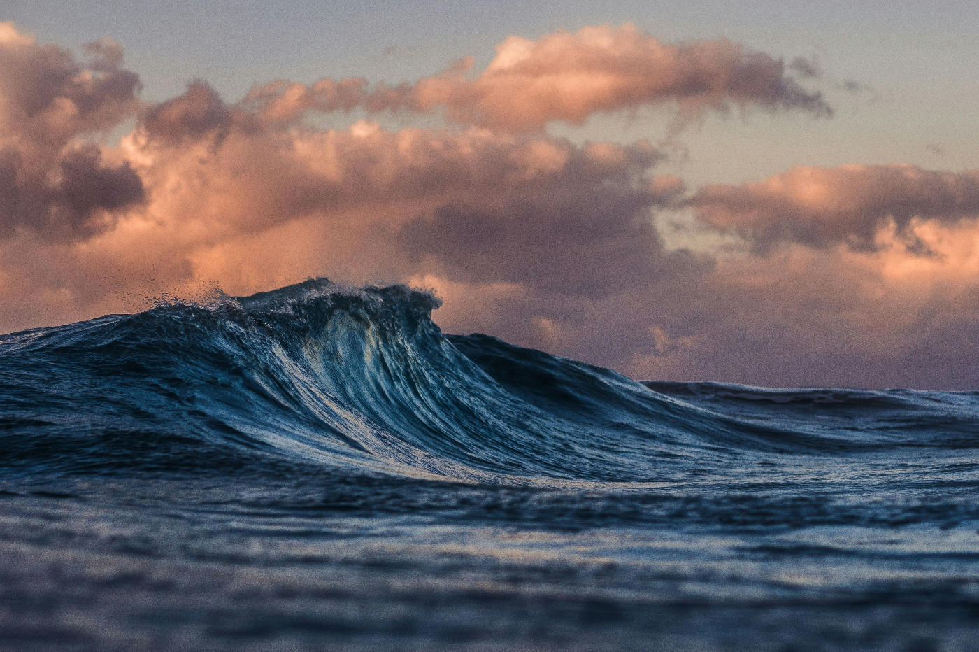 An ocean wave building to a crest