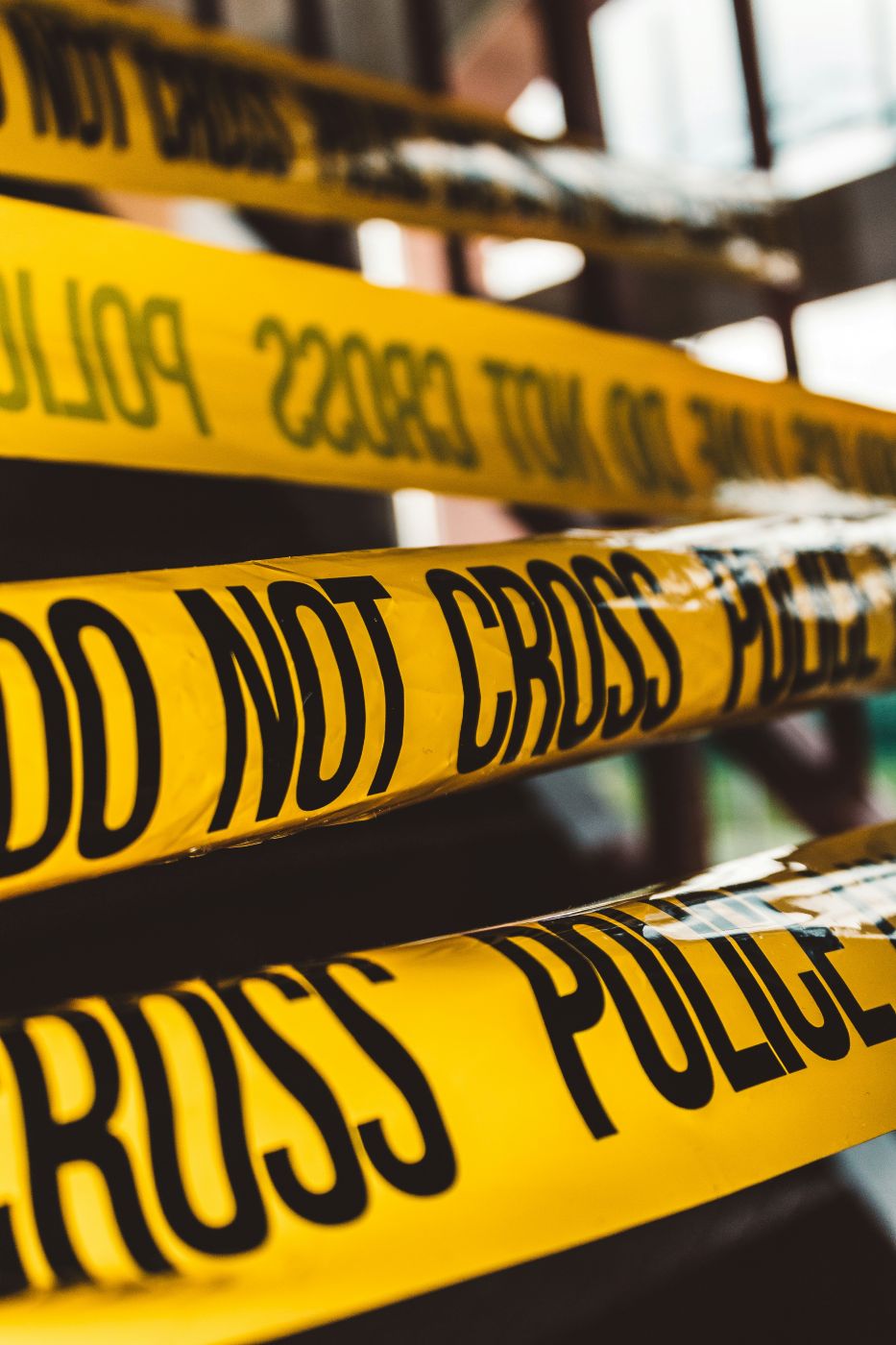 Close up of police tape Do Not Cross