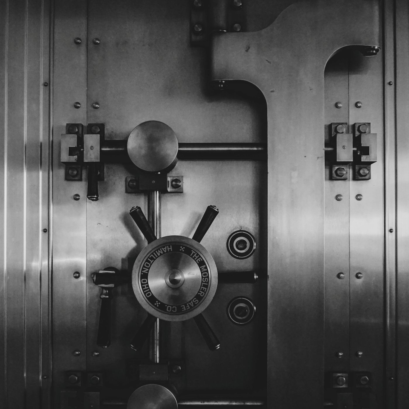 The door of a massive safe