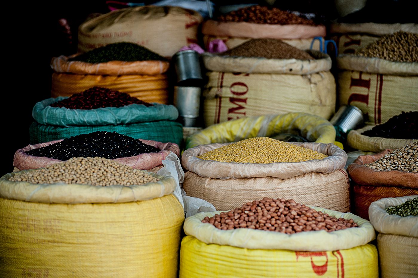 Assorted large sacks of dry beans